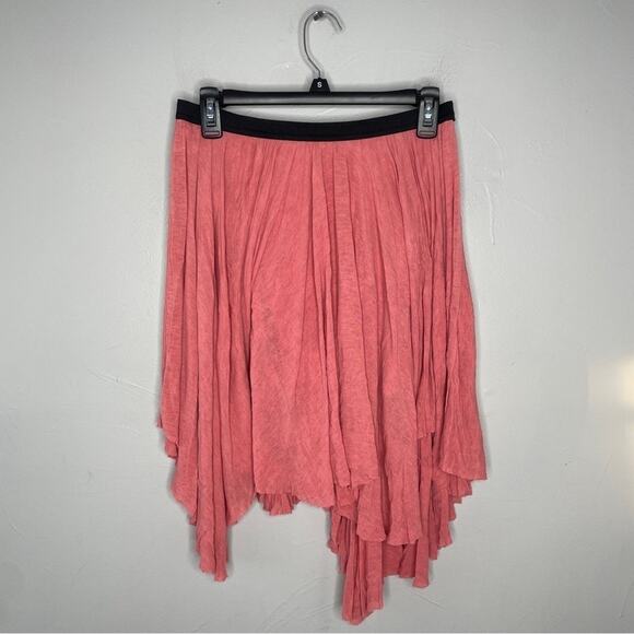 FREE PEOPLE Pink Coral Asymmetrical Skirt Womens Size Medium Fairycore Soft Girl - Picture 2 of 7